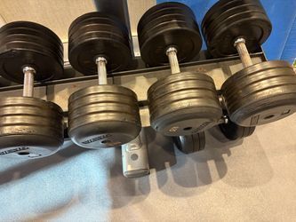 Ivanko Rubber prostyle Dumbbells 40 -70lbs w/Rack