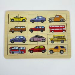 Wooden Vehicle Puzzle Montessori Matching Puzzle Game