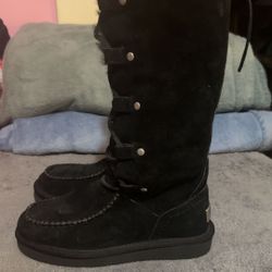 Ugg Appalachian Lace Up Tall Boots black fur