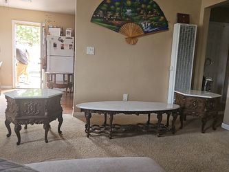 3-Piece Marble Top Coffee and End Table Set
