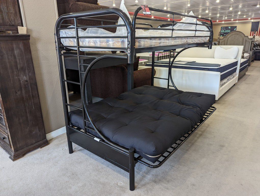 Twin Over Futon Bunk Bed Set
ONLY $799!! $39 Down, Easy
Approvals!! Delivery Available!