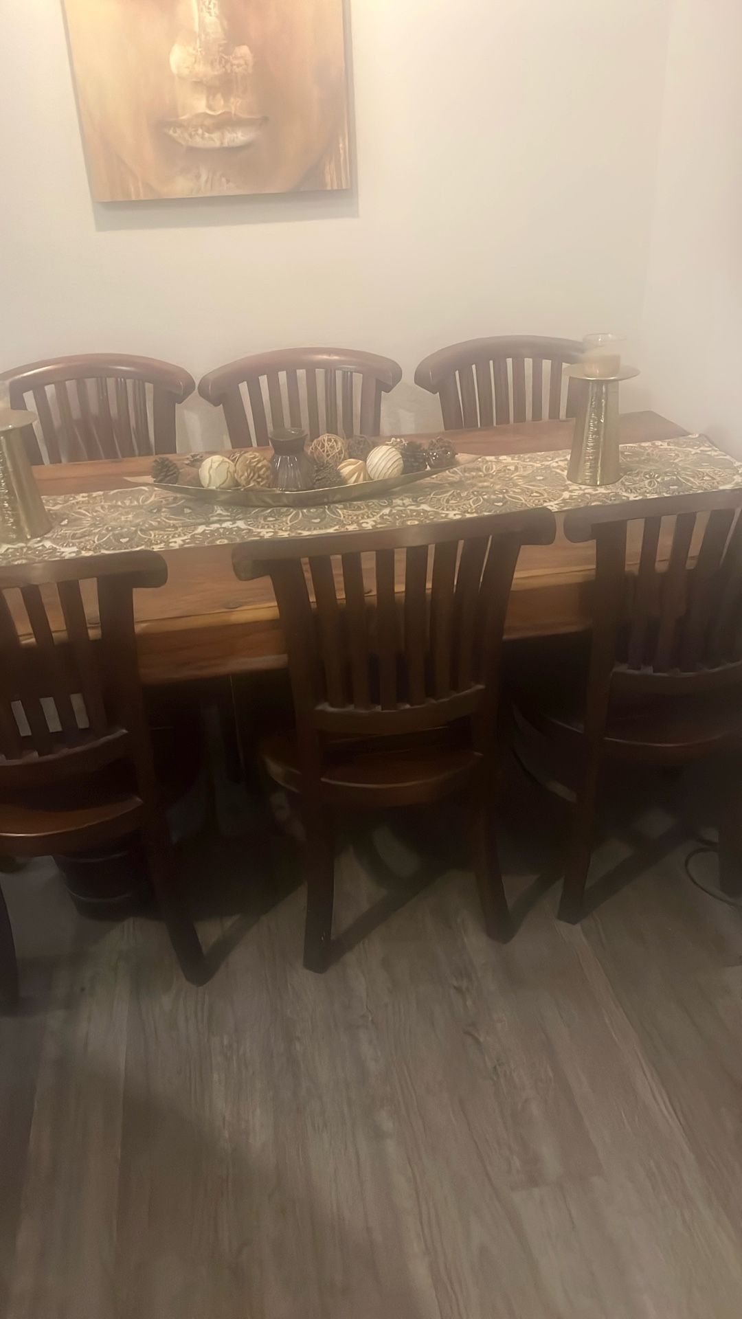 Heavy Wood Dining Table With 6 Chairs