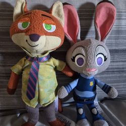 Disney's Parks Zootopia Nick Wilde &Judy Hopps Plush Bundle 