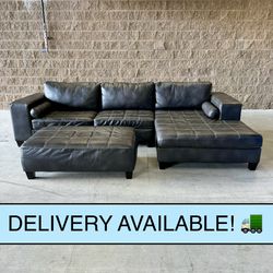 Gray Leather Sectional Couch Sofa and Ottoman from Ashley (DELIVERY AVAILABLE! 🚛)