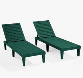 Set of 2 Nestl Waterproof, Lightweight, Adjustable Outdoor Polyresin Chaise Lounge Chairs- New in Box