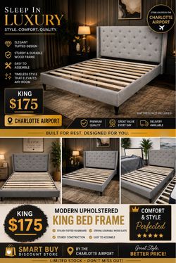 Brand new king bed frame mattress not included grey color