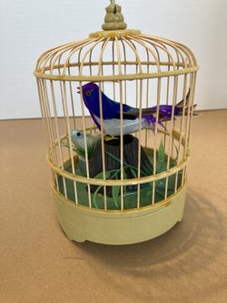Musical Bird In Cage Blue