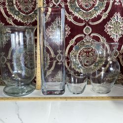 4 Glass Flower Vases 