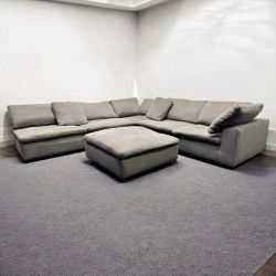Can Deliver! Jerome's Gray Cloud Modular Sectional Sofa Couch 6 Piece w/ Washable Pillows!