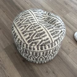 Grey And White Ottoman