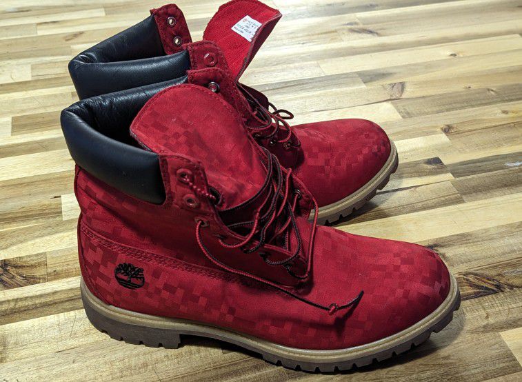  Timberland Boots - Red Checkerboard 