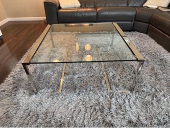 Modern Glass Coffee Table – Scandinavian Designs Adanso – Chrome Frame – Excellent Condition