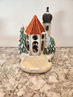 New Vintage Goebel Hummel - Wintertime Chapel - Musical Stained Glass Building
