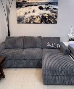 Beautiful‼️ 2-Pc Gray Corduroy Sectional Sofa Set