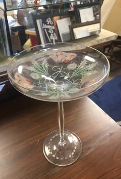 Hand Painted Tall Dish / Compote