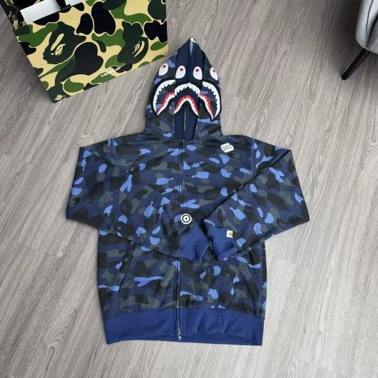 Navy Blue ABC CAMO SHARK Bape A Bathing Ape Hoodie