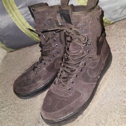 SF Air Force 1 High Velvet Brown Boots, Size9.5