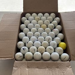 Box full of golf balls
