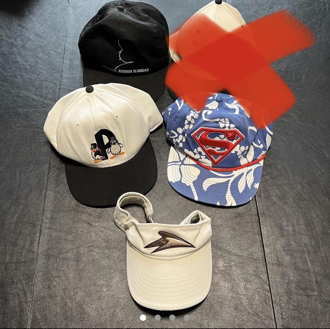 Lot of 4 Vintage And Modern Seaworld, Six Flags & Universal Studios Adjustable Hats