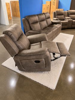 📦 New 3-Piece Reclining Living Room Set Sofa, Loveseat & Recliner $10 Down