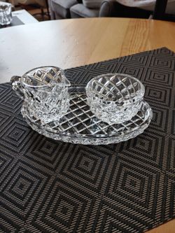 Vintage 3-Piece Miniature Crystal Sugar,  Cream and Tray
