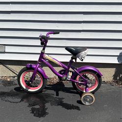 Girls Purple Kids Bike With Training Wheels
