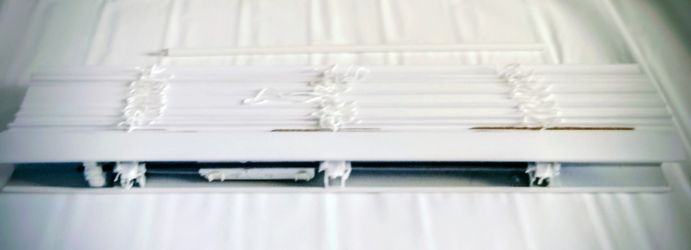 White Faux Wood Blind Costume (H) 72"X (L)28"1/2