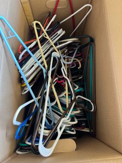 Plastic coat hangers.