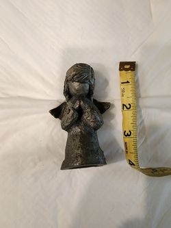 Tabletop Solid Pewter Miniature Angel Figurine 4"T 3-Dimensional Christmas Decoration