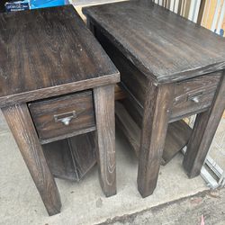 Set Of 2 Side Tables End Tables Broyhill Weathered Wood 