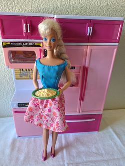 Barbie Doll Size Pink Kitchen  Refrigerator Dishwasher  