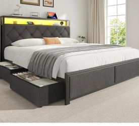 Queen Bed Frame, Grey
