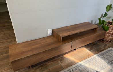 Low Profile Wood TV Stand with Drawers