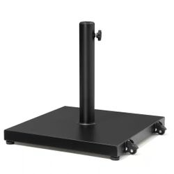 45 lbs. Outdoor Weighted Cement Concrete Patio Umbrella Base with Wheels in Black