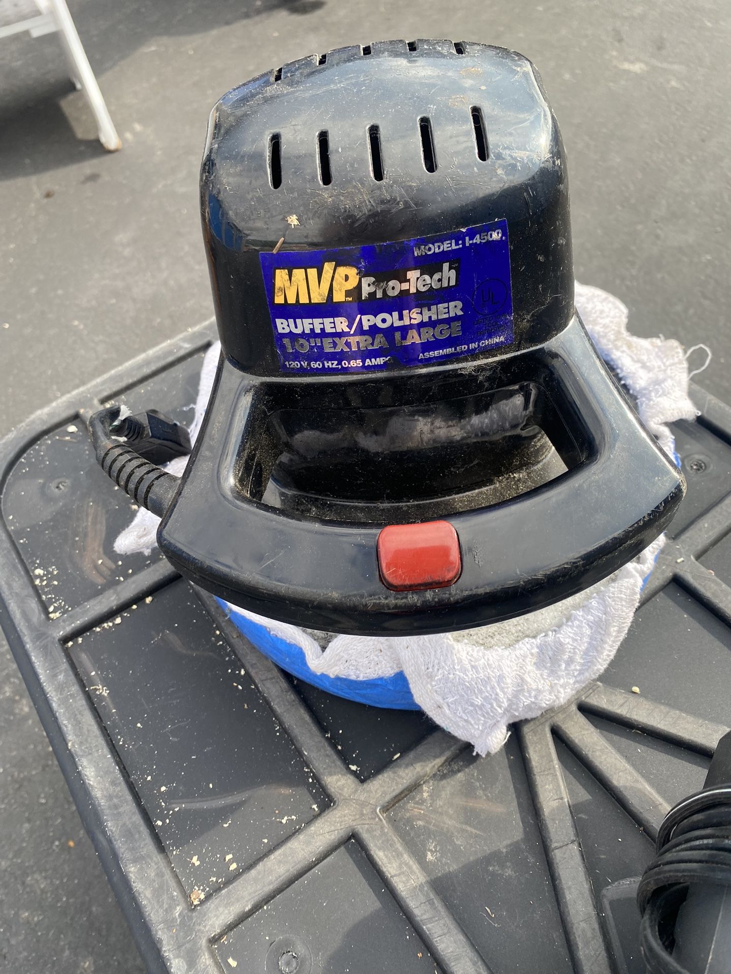 MVP Pro-Tech 10" Extra Large Buffer/Polisher. This tool is designed for car detailing and features a 10-inch diameter for large coverage and a double
