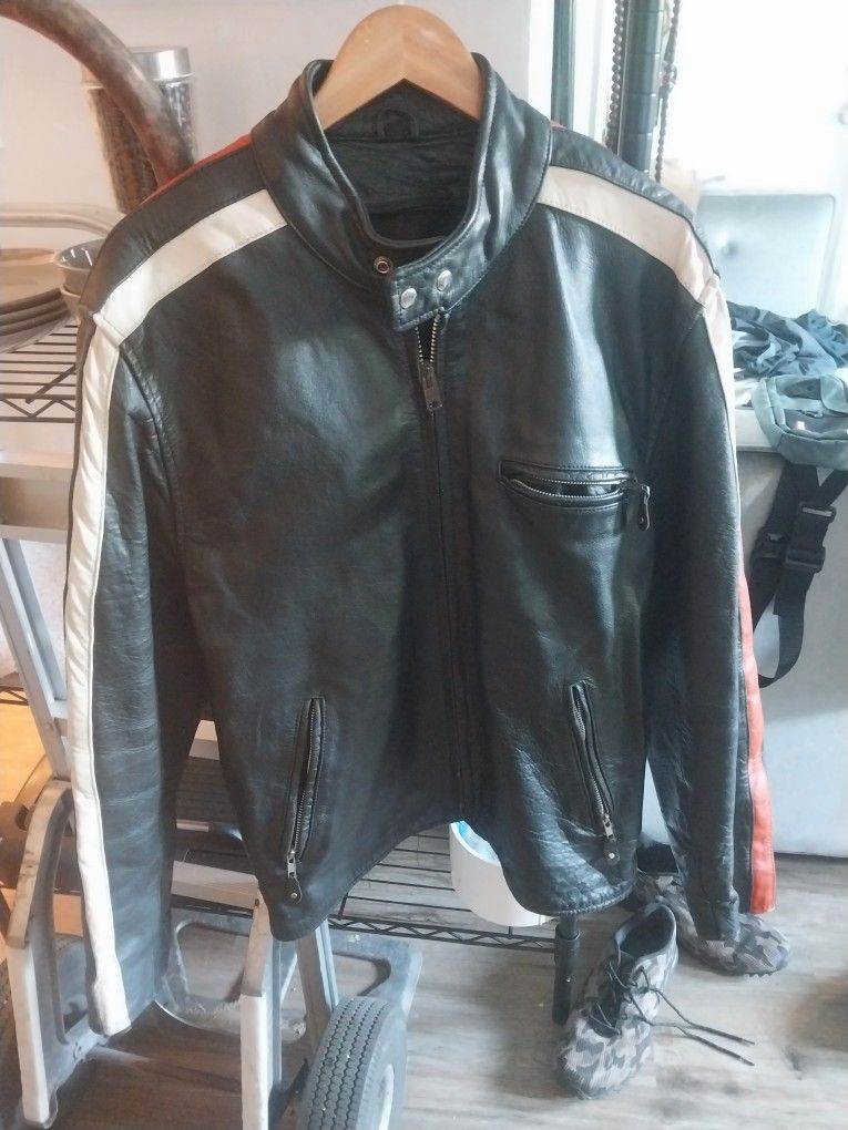 Classic leather motorcycle jacket one of a kind