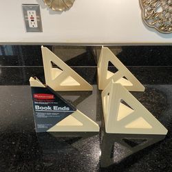 4-pack Vintage 1988 RUBBERMAID Hard Plastic Design-A-Space BOOK ENDS Beige