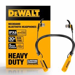 DEWALT Heavy Duty Bluetooth Neckband Headphones,