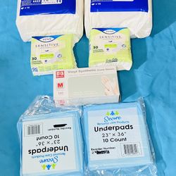 Adult Diapers, Gloves,  Bladder Control Pads And Under Pads Bundle!!