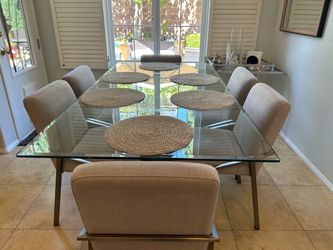 Modern glass top dining table set