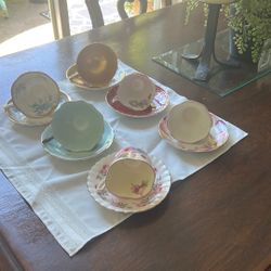 Antique English Bone China Cups And Saucers 
