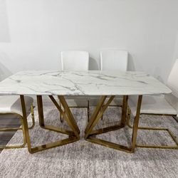 Dining Table Set, Marble Top And Gold 😍💥, Comedores ✨
