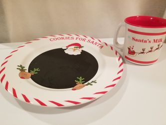 Santa chalkboard plate &cup