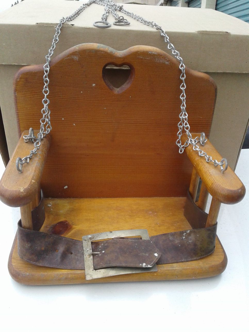 Antique baby doll wooden swing