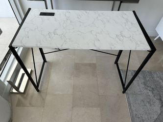 White and Gray Marble Design Desk