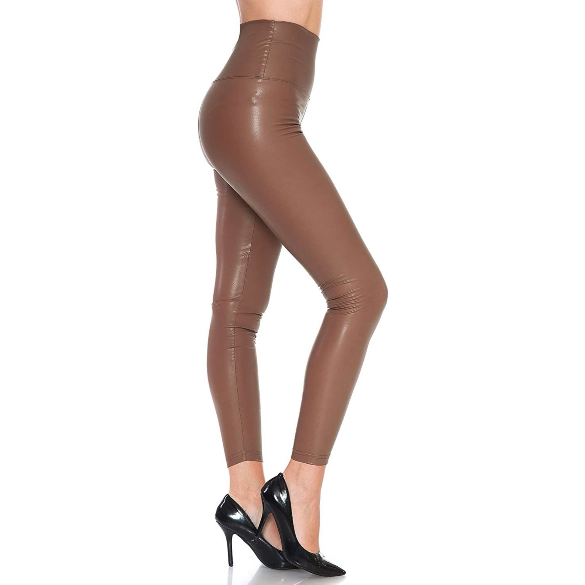 Women’s Faux Leather Leggings Pants High Waisted 