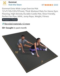 Gxmmat Extra Wide Large Exercise Mat 12'x7'/10'x7/8'x7(7mm), Thick Workout Mat - NEW