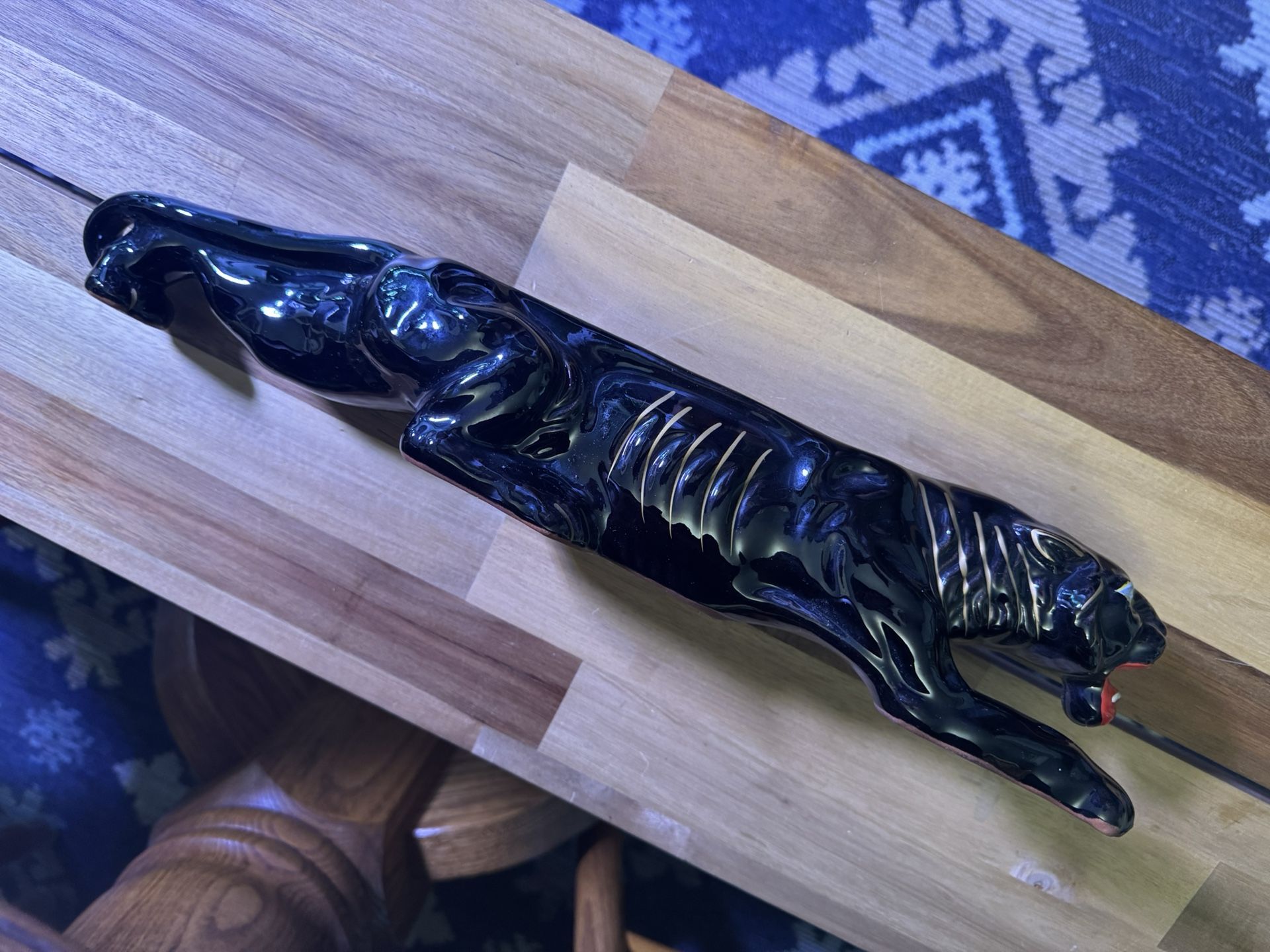 PANTHER: Planter, Ceramic, Glossy Black, RARE & Vintage, MCM Brand
