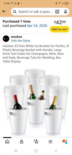 32 piece white ice buckets wedding party birthday