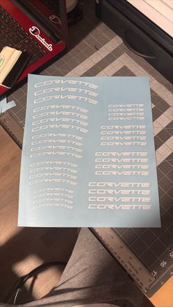 Chevy CORVETTE High Quality Sticker for Calipers. Comes in straight and curve layout. Also available in Black color.